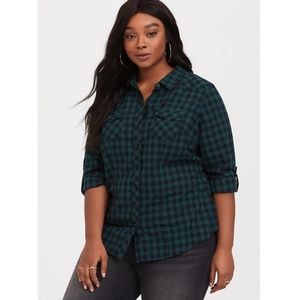 BOGO $5 Green and Black Twill Plaid Top